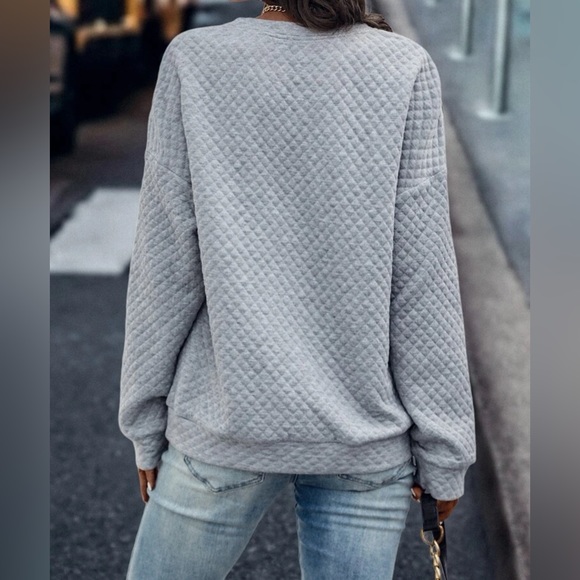 SHEIN Lune Leopard Panel Half Zip Sweatshirt - Picture 4 of 7